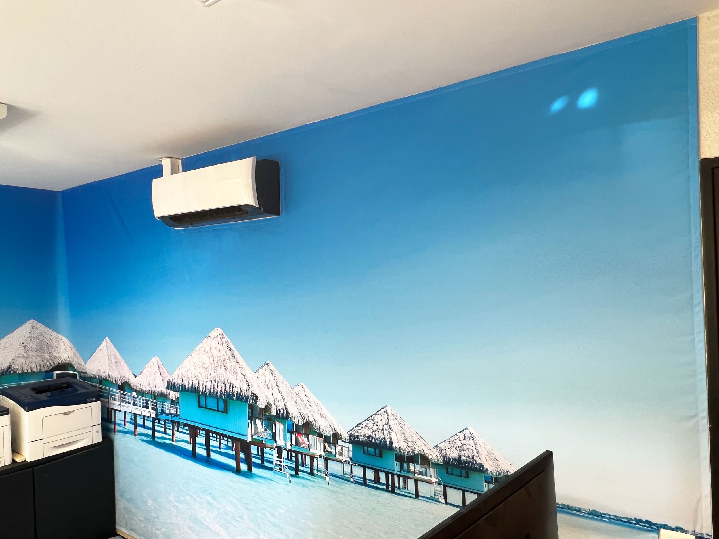 impression tissu cloison de stand décor complet de cloison de stand bureau accueil